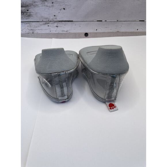 Build A Bear Cinderella Glass Slippers Silver Clear Sparkle Heel W/ Gem Bow 2014 - Picture 3 of 4